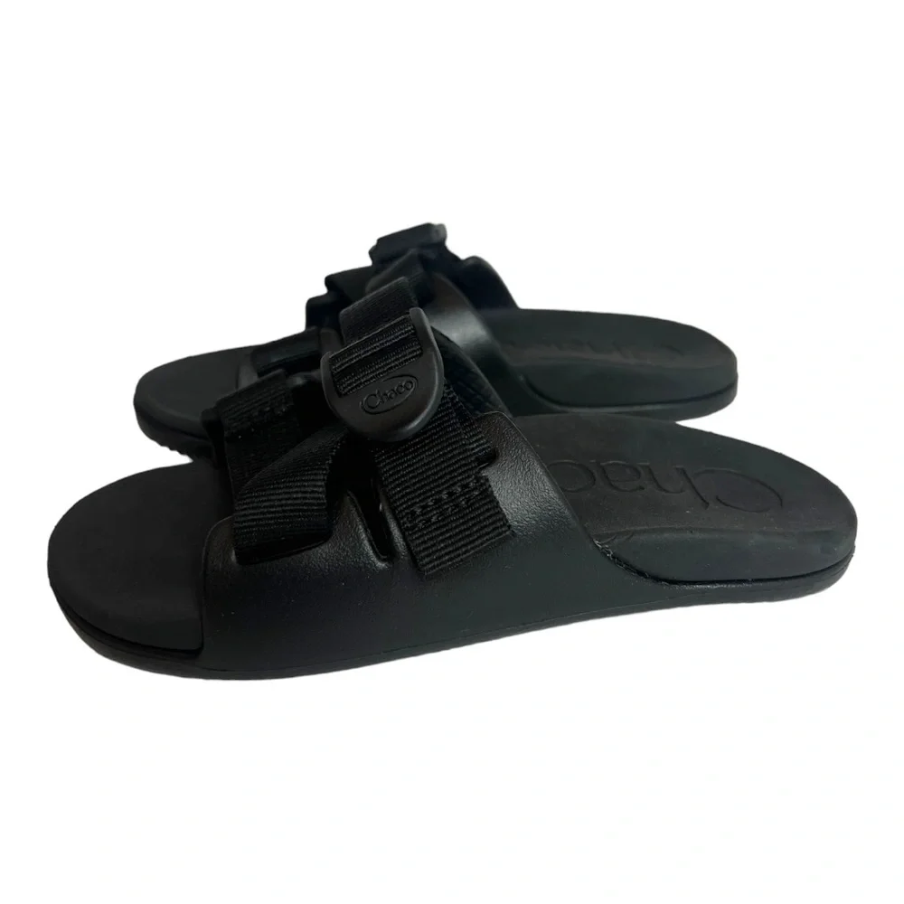 Chaco Sandals Kids Chillo Slides Flip Flop Solid Black Shoes Size‎ 1